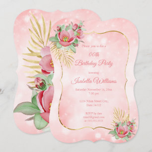 Convites Festa de Aniversário pretty pink floral palma dour