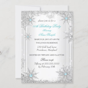 Convites Festa de Aniversário Pretty Teal Winter Wonderland