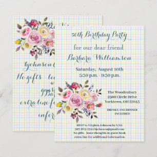 Convites festa de aniversário Qualquer Flor De Aquarela Id