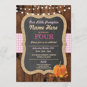 Convites Festa de aniversário que da queda da abóbora TOD