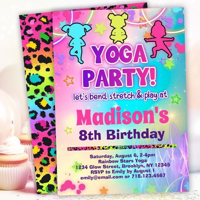 Convites Festa de aniversário Rainbow Yoga (Criador carregado)