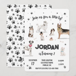 Convites Festa de aniversário Realística de Cães de Água, Q