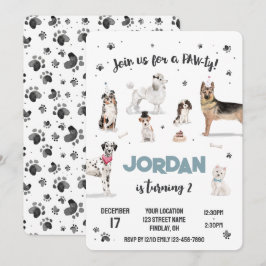 Convites Festa de aniversário Realística de Cães de Água, Q