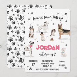 Convites Festa de aniversário Realística de Cães de Água, Q