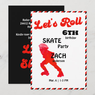 Convites Festa de Aniversário Red & Black Let's Roll