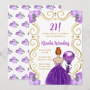 Convites Festa de aniversário Red Hair Princess em Puro