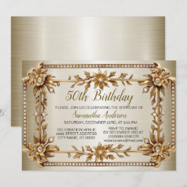 Convites Festa de aniversário Retângulo do Ornamentado Dour