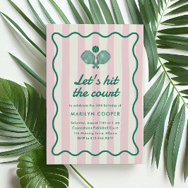 Convites Festa de Aniversário Retro Elegante de Pickleball 