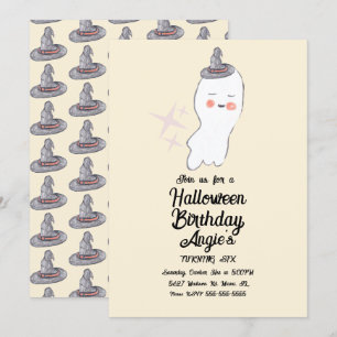 Convites Festa de Aniversário Retro Ghost Doodle Halloween