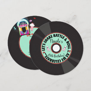 Convites Festa De Aniversário Retro Record 1950'S 50'S Anos