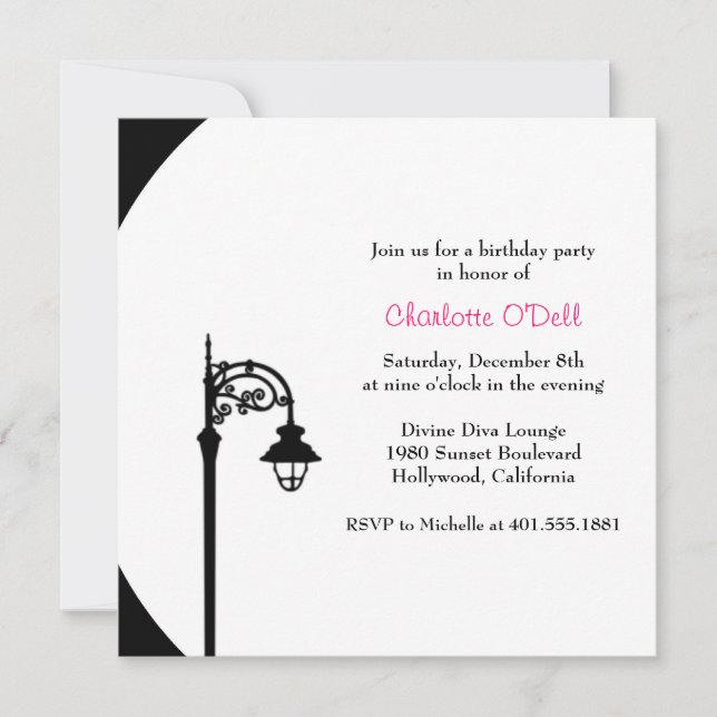 Convites festa de aniversário retrô/vintage (Frente)