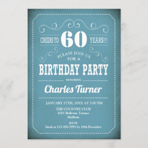 Convites Festa de aniversário retroativa 60ª - Branco Azu
