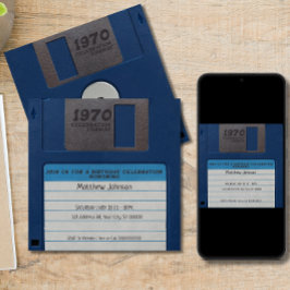 Convites Festa de aniversário retroativa, disquete