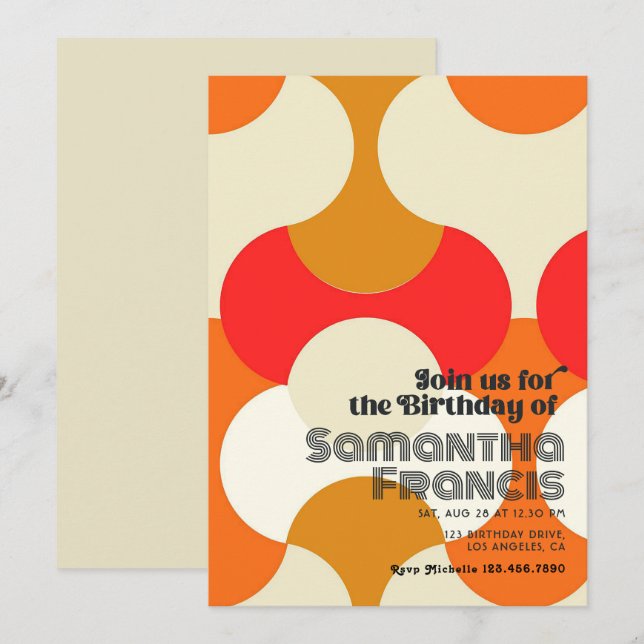 Convites Festa de aniversário Retroativa legal do Groovy (Frente/Verso)