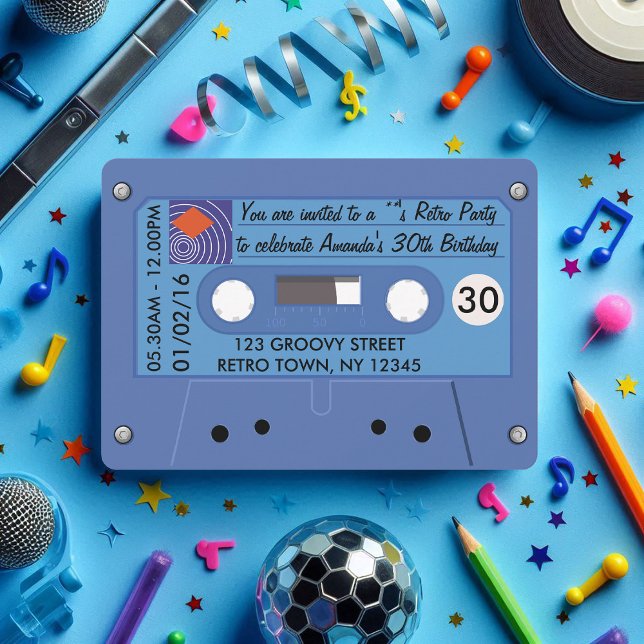 Convites Festa de aniversário Retroativa Totalmente Incríve (Totally Awesome Retro Birthday Party Personalised Invitation)