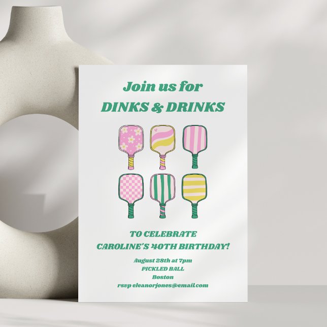 Convites Festa de aniversário Retroativa Verde Cor-de-Rosa  (Criador carregado)