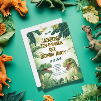Convites Festa de aniversário Rex Boy Dino, 10-o-saurus