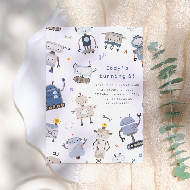 Convites Festa de aniversário robótica (Criador carregado)
