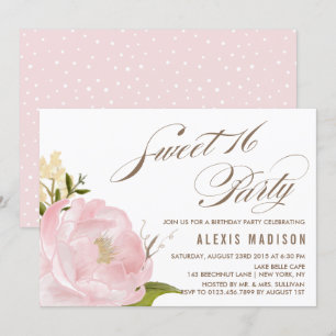 Convites Festa de aniversário romântica do doce 16 da