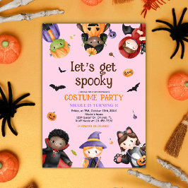 Convites Festa de aniversário rosa de Halloween Figurume Cu