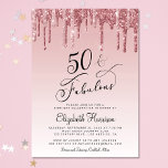 Convites festa de aniversário rosa Dourada com Rosa brilhan<br><div class="desc">Elegante e chic 50º convite de aniversário com "50 & Fabuloso" gravado em um script de na moda contra um fundo cor-de-rosa ombre,  com brilho brilhante de falso cor-de-rosa e rosa dourado a partir do topo. Você pode personalizar com o nome dela e os detalhes da festa.</div>