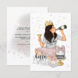 Convites Festa de aniversário Rosa e Dourada