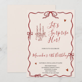 Convites Festa de Aniversário Rosa e Vermelho Retrô Caprich