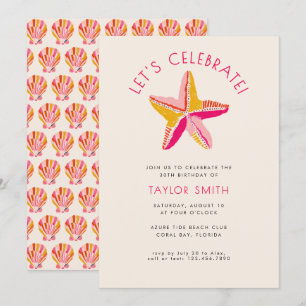 Convites Festa de Aniversário Rosa Estrela do Mar Ousada Mo