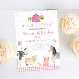 Convites Festa de aniversário rosa Fazenda