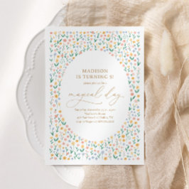 Convites Festa de aniversário Rosa Floral Garden Girl