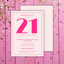 Festa de Aniversário Rosa Moderno 21 Vinte Um