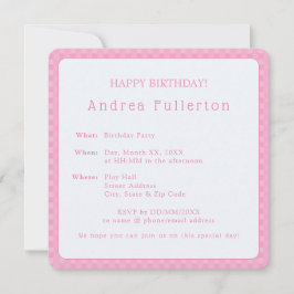 Convites Festa de aniversário Rosa Simples Elegante Persona