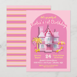 Convites Festa de aniversário Rosa Toy Dream Doll House