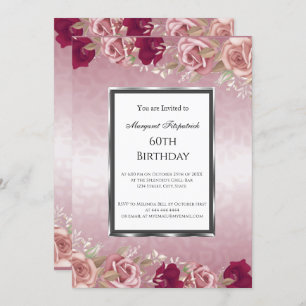 Convites Festa de aniversário Rosa Vermelha Rosa Rosa Rosa