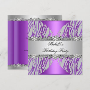 Convites Festa de Aniversário Roxo Prata Cinza Pérola Diama