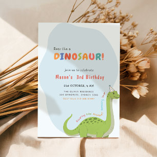 Convites Festa de Aniversário Rugindo como um Dinossauro 3º