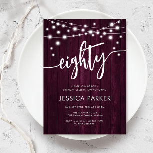 Convites Festa de aniversário Rustic Burgundy