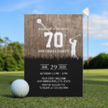 Convites Festa de aniversário Rustic Golf<br><div class="desc">Convites de aniversário 70 de Golfe.</div>