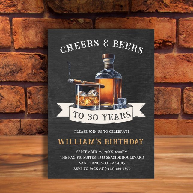 Convites Festa de aniversário rustica de 30 e cervejas (Criador carregado)