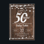 Convites Festa de aniversário Rústica de 50º Aniversário da<br><div class="desc">Este convite de aniversário rústico apresenta luzes de cordas sobre um fundo escuro de madeira. Clique no botão Personalizar para obter mais flexibilidade na modificação do texto! Variações desse design, cores adicionais e produtos de coordenação estão disponíveis em nosso compro, zazzle.com/doodlelulu*. Entre em contato conosco se você precisar deste design...</div>