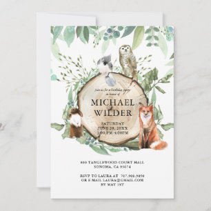 Convites Festa de aniversário Rústica De Animais Da Flore