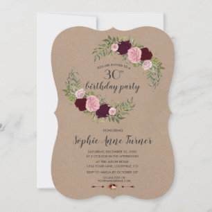 Convites Festa de aniversário Rústica de Artesanato Floral 