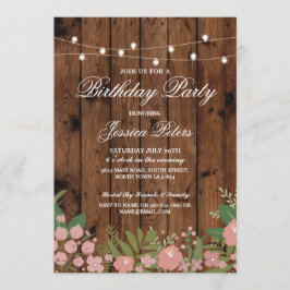 Convites Festa de aniversário Rústica Palha De Coral Convit