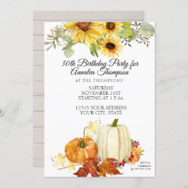 Convites Festa de aniversário Rústica Pumpkin Folha de Gira