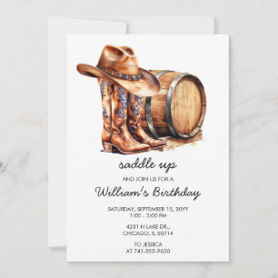 Convites Festa de Aniversário Rústico Western Saddle Up par