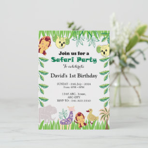 Convites Festa de aniversário Safari personalizável
