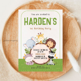 Convites Festa de aniversário Safari - Selva Animal