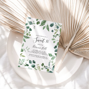 Convites Festa de aniversário Script Green Foliage Sweet 1