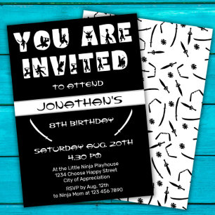 Convites Festa de aniversário Silhouter do Guerreiro de Cri