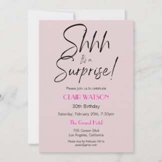 Convites Festa de aniversário Simples De Surpresa Preta E B